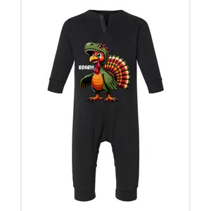 Happy Hallothanksmas Thanksgiving Dinosaur T Rex Turkey Funny Gift Infant Fleece One Piece