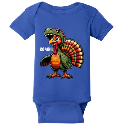 Happy Hallothanksmas Thanksgiving Dinosaur T Rex Turkey Funny Gift Baby Bodysuit