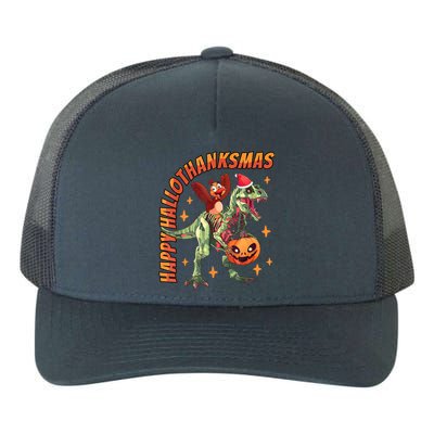 Happy Hallothanksmas Trex Halloween Thanksgiving Christmas Yupoong Adult 5-Panel Trucker Hat