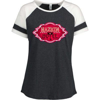 Hazbin Hotel Title Enza Ladies Jersey Colorblock Tee