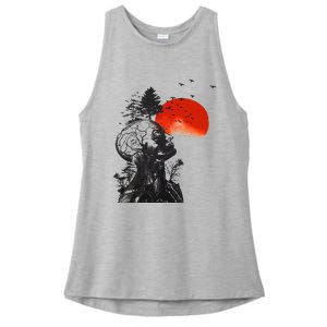 Hangover Human Tree Surreal Artistic Sunset Ladies PosiCharge Tri-Blend Wicking Tank