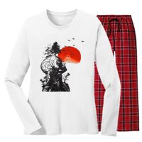 Hangover Human Tree Surreal Artistic Sunset Women's Long Sleeve Flannel Pajama Set 