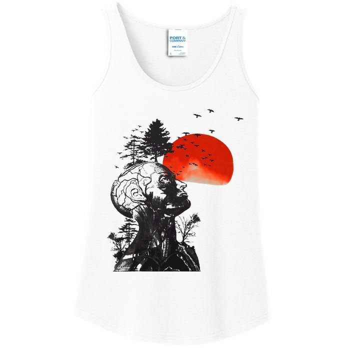 Hangover Human Tree Surreal Artistic Sunset Ladies Essential Tank