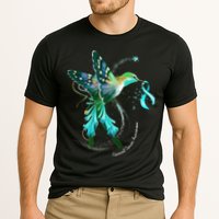 Hummingbird Holding Teal Ribbon Cervical Cancer Awareness Cooling Performance Crew T-Shirt