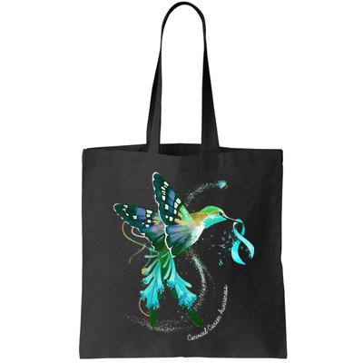 Hummingbird Holding Teal Ribbon Cervical Cancer Awareness Bag