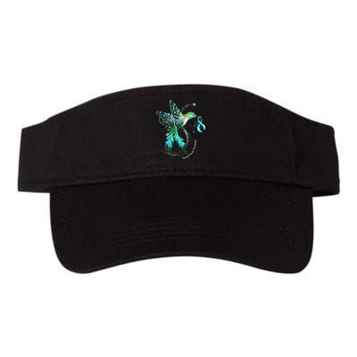 Hummingbird Holding Teal Ribbon Cervical Cancer Awareness Visor