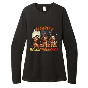 Happy Halloween Thanksgiving Christmas Golden Retriever Xmas Funny Gift Womens CVC Long Sleeve Shirt