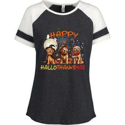 Happy Halloween Thanksgiving Christmas Golden Retriever Xmas Funny Gift Enza Ladies Jersey Colorblock Tee