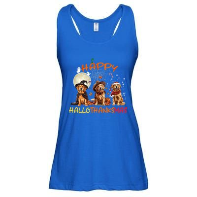 Happy Halloween Thanksgiving Christmas Golden Retriever Xmas Funny Gift Ladies Essential Flowy Tank