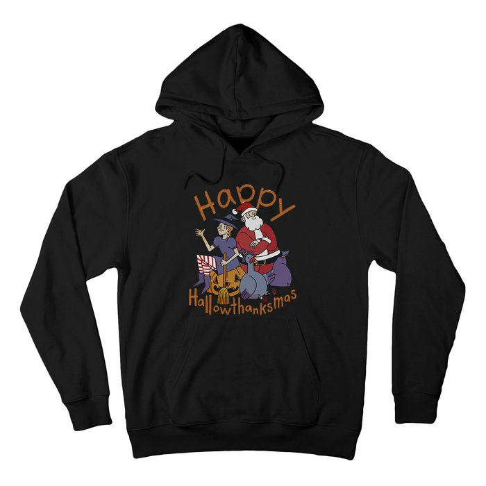 Happy Hallothanksmas Thanksgiving Christmas Santa Claus Xmas Hoodie