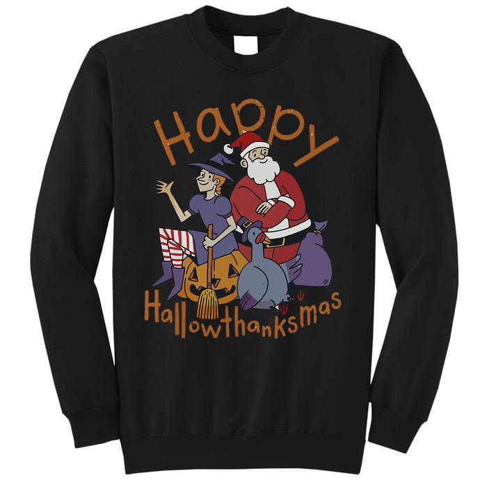 Happy Hallothanksmas Thanksgiving Christmas Santa Claus Xmas Sweatshirt