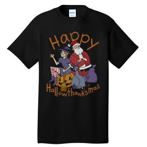 Happy Hallothanksmas Thanksgiving Christmas Santa Claus Xmas Tall T-Shirt