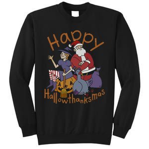 Happy Hallothanksmas Thanksgiving Christmas Santa Claus Xmas Tall Sweatshirt