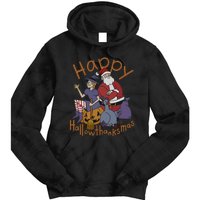 Happy Hallothanksmas Thanksgiving Christmas Santa Claus Xmas Tie Dye Hoodie