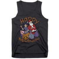 Happy Hallothanksmas Thanksgiving Christmas Santa Claus Xmas Tank Top