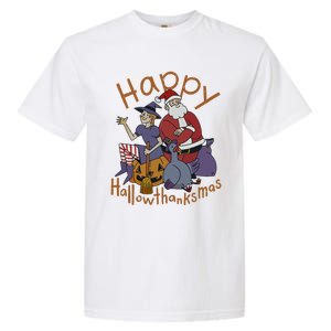 Happy Hallothanksmas Thanksgiving Christmas Santa Claus Xmas Garment-Dyed Heavyweight T-Shirt