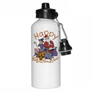 Happy Hallothanksmas Thanksgiving Christmas Santa Claus Xmas Aluminum Water Bottle