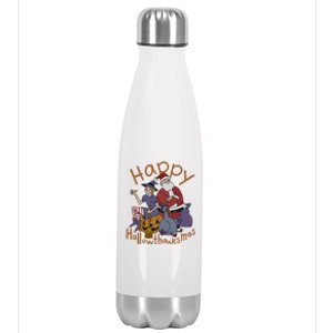 Happy Hallothanksmas Thanksgiving Christmas Santa Claus Xmas Stainless Steel Insulated Water Bottle