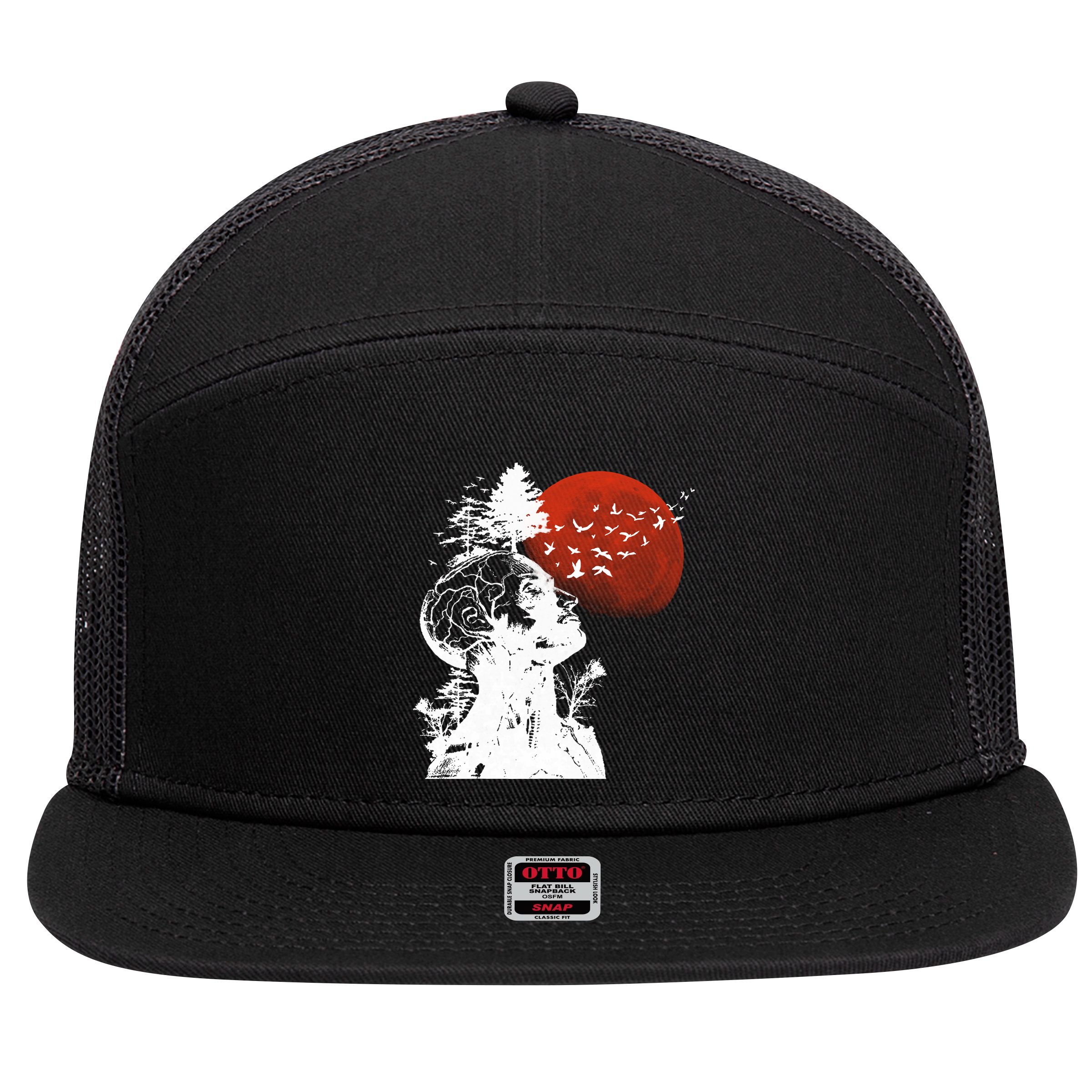 Hangover Human Tree Graphic 7 Panel Mesh Trucker Snapback Hat