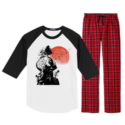 Hangover Human Tree Graphic Raglan Sleeve Pajama Set