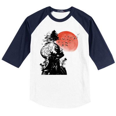 Hangover Human Tree Graphic Baseball Sleeve Shirt