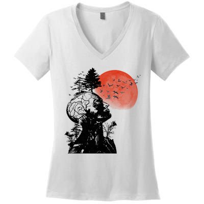 Hangover Human Tree Graphic Women's V-Neck T-Shirt