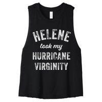 Hurricane Helene Took My Hurricane Virginity Women's Racerback Cropped Tank