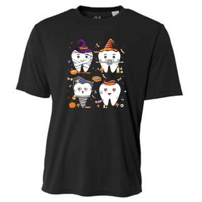 Happy Halloween Teeth Dentist Assistant Costume Party Funny Cooling Performance Crew T-Shirt