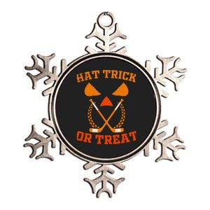 Hockey Hat Trick Or Treat Halloween Funny Metallic Star Ornament