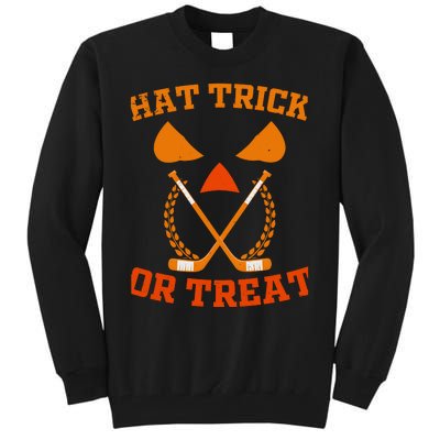 Hockey Hat Trick Or Treat Halloween Funny Tall Sweatshirt