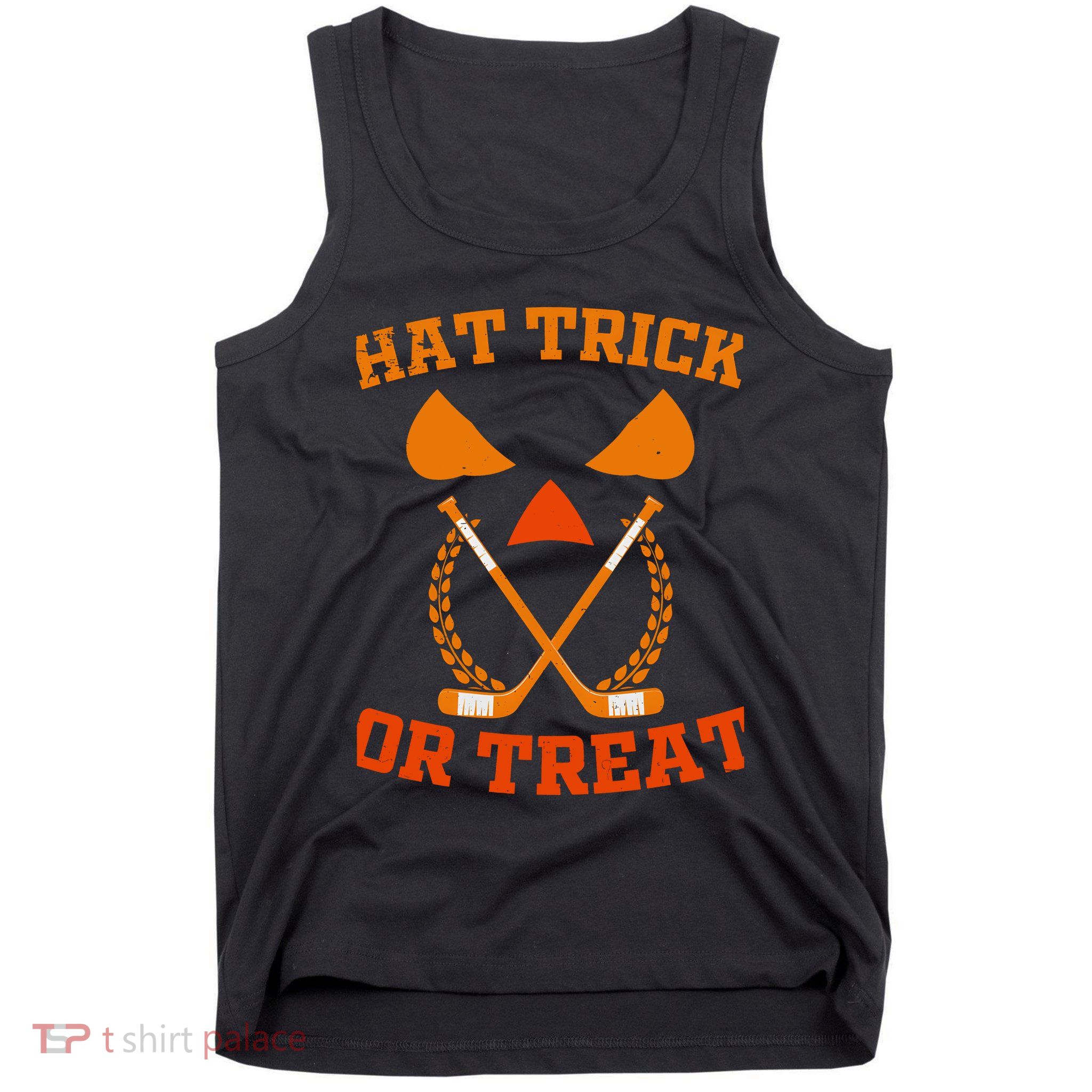 Hockey Hat Trick Or Treat Halloween Funny Tank Top