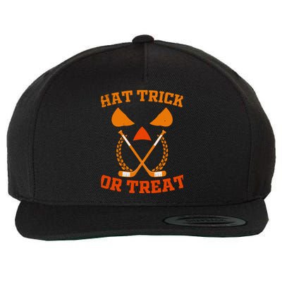 Hockey Hat Trick Or Treat Halloween Funny Wool Snapback Cap