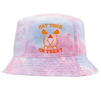 Hockey Hat Trick Or Treat Halloween Funny Tie-Dyed Bucket Hat