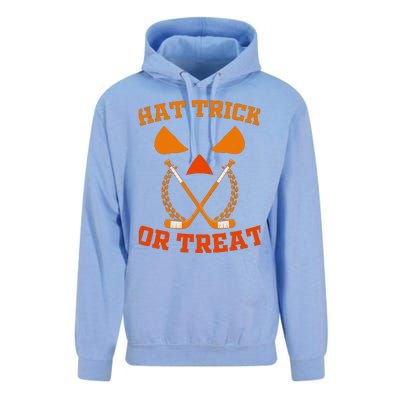 Hockey Hat Trick Or Treat Halloween Funny Unisex Surf Hoodie