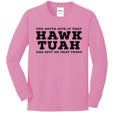 Hilarious Hawk Tuah Girl Meme Design Kids Long Sleeve Shirt