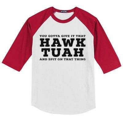 Hilarious Hawk Tuah Girl Meme Design Kids Colorblock Raglan Jersey