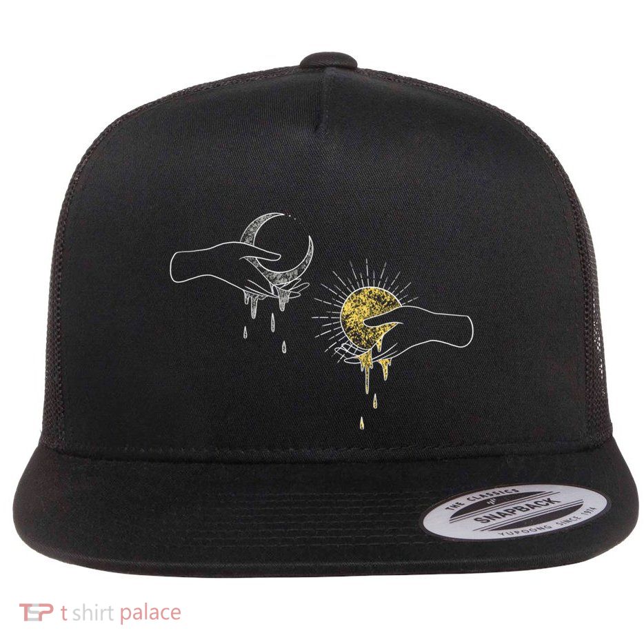 Hands Holding The Sun And Moon Celestial Gift Flat Bill Trucker Hat