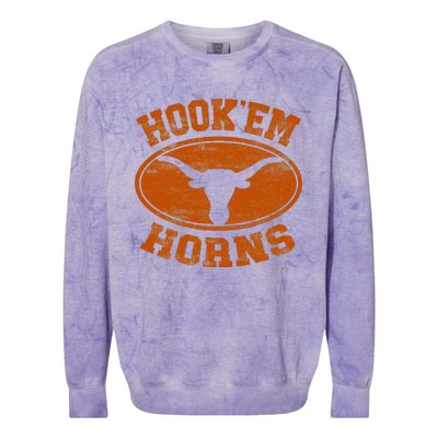 Hook’Em Horns Texas State Proud Texans Orange Colorblast Crewneck Sweatshirt