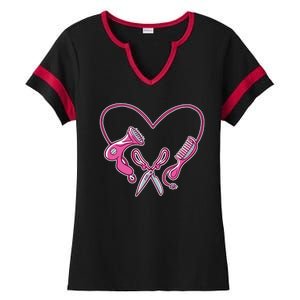 Hairdresser Heart Tools Ladies Halftime Notch Neck Tee