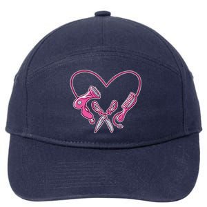 Hairdresser Heart Tools 7-Panel Snapback Hat