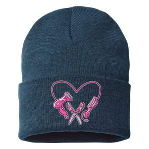 Hairdresser Heart Tools Sustainable Knit Beanie