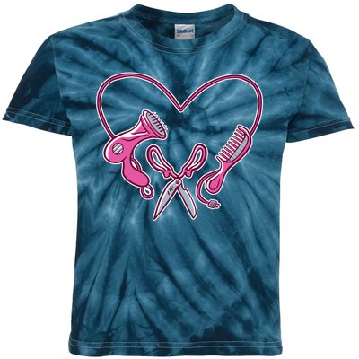 Hairdresser Heart Tools Kids Tie-Dye T-Shirt