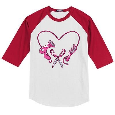 Hairdresser Heart Tools Kids Colorblock Raglan Jersey