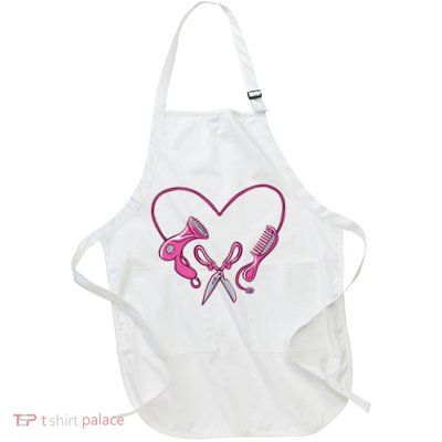 Hairdresser Heart Tools Full-Length Apron With Pockets