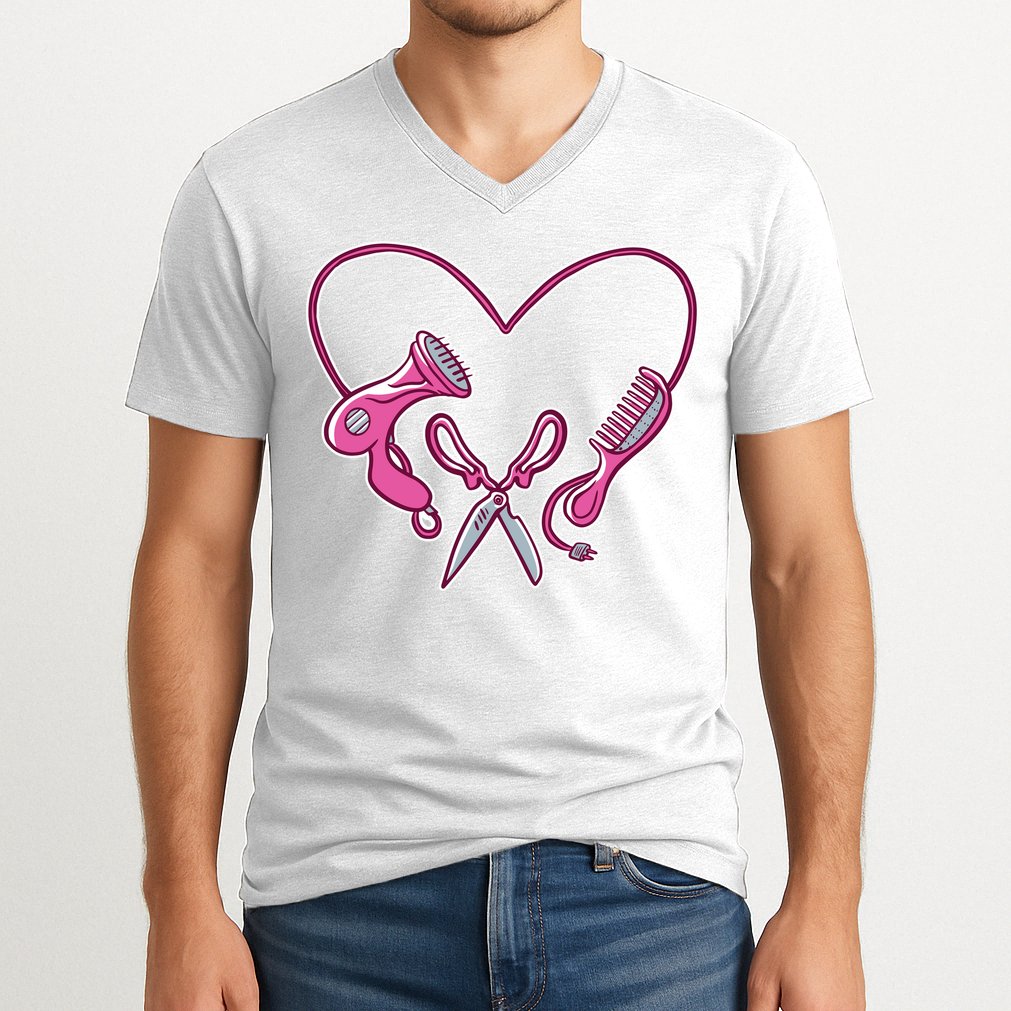 Hairdresser Heart Tools V-Neck T-Shirt