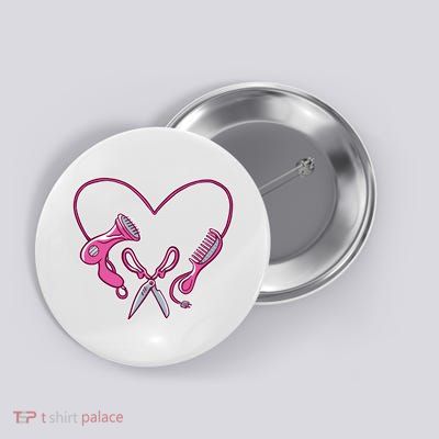 Hairdresser Heart Tools Button