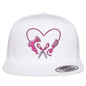 Hairdresser Heart Tools Flat Bill Trucker Hat