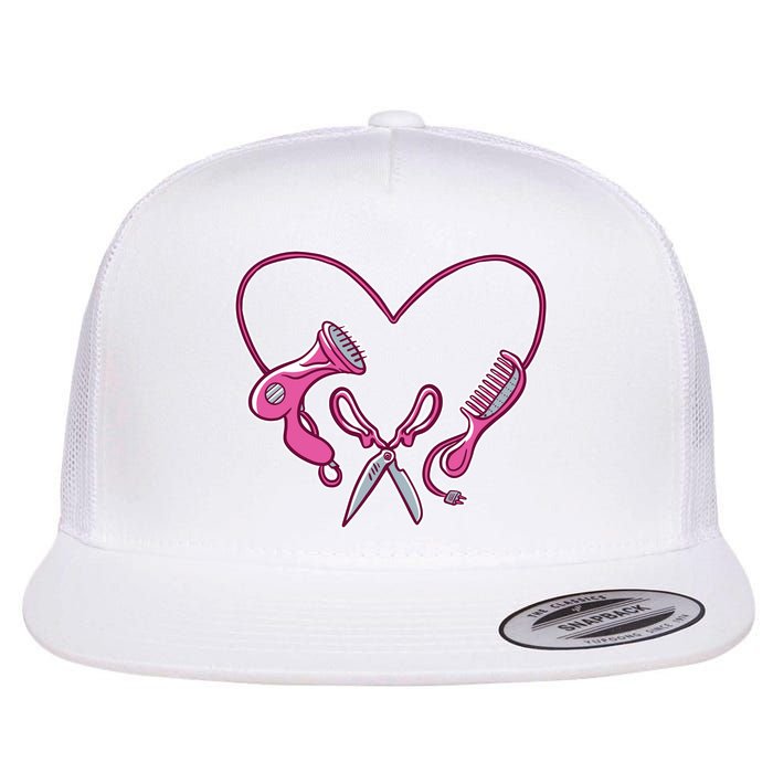 Hairdresser Heart Tools Flatbill Hat