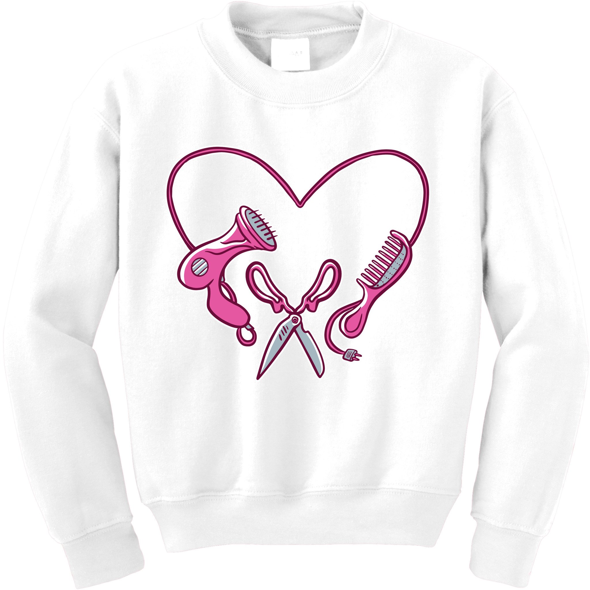 Hairdresser Heart Tools Kids Sweatshirt