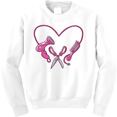 Hairdresser Heart Tools Kids Sweatshirt